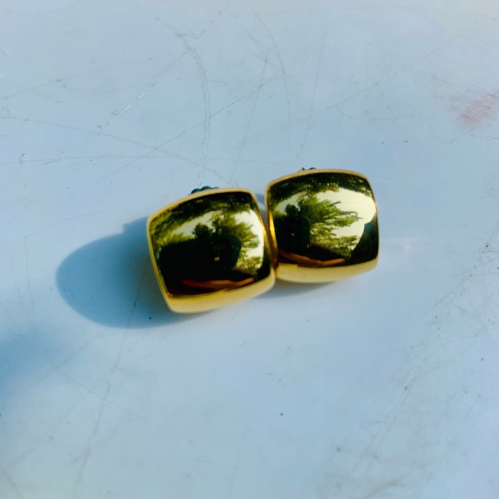 Elegant Gold tone scoop Stud Earrings pair